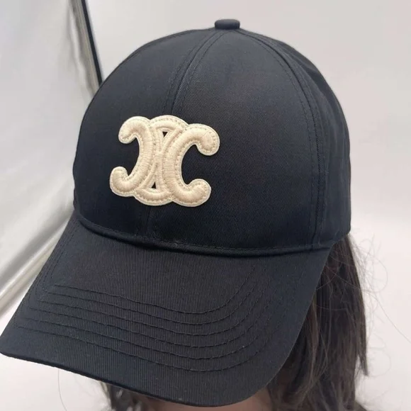 Celine triomphe baseball cap hat black medium free gift with purchase - Picture 7 of 12